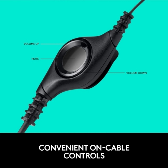 Logitech H390 wired headset for pc/laptop noise canceling microphone USB-A black - Picture 5 of 7